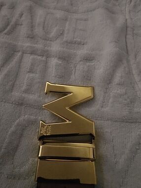 MCM Black Leather Belt Strap with Subtle Stitching